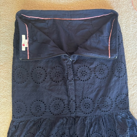 Boden Broderie Eyelet Skirt Navy Blue Size 6R Trumpet Mermaid Midi Cotton - Picture 9 of 13